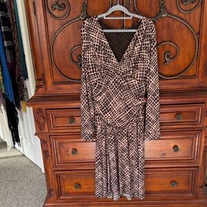 Lapis Elegant Brown Patterned Dress